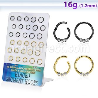 brsegh19 distribuidor display 30 aro segmento bisagras acero 316l pvd oro rosa cristal claros distribuidor mayorista