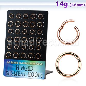 brsegh8 display unidades aro segmento bisagra acero quirurgico chapado pvd oro rosa interno