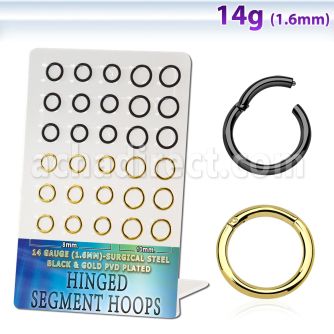 brsegh9 display unidades aro segmento bisagra acero quirurgico chapado pvd oro negro interno