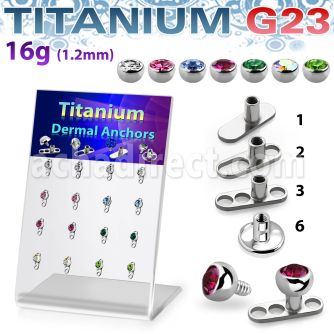 brtsa12 display 16 microdermal 3mm acero 316l media bola joya cristal bisel rosca interna base microdermal 2mm 2 5mm mayorista