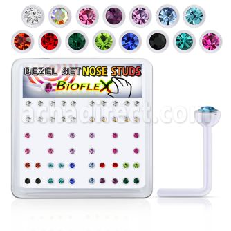 bxa37 caja piercing nariz l bio flexible redonda 2mm cristal swarovski bisel distribuidor mayorista