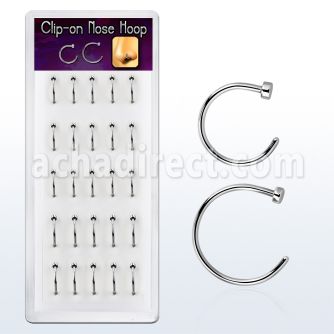 bxcln5 caja 25 piercings nariz falsos acero 316l brillo espejo diametro 8mm 10mm mayorista