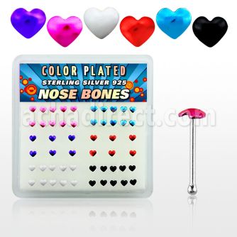 bxphr caja display piercing nariz hueso plata 0 6mm corazon color distribuidor mayorista