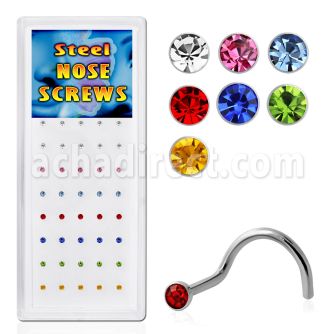 bxs103 caja 40 piercing nariz l acero quirurgico cristal redondo 2mm venta