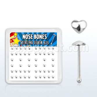 bxvhr caja display piercing nariz hueso plata 0 6mm corazon plata lisa distribuidor