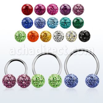 cbefr8l barbell circular diametro acero 316l bolas 8mm multi cristal usar como arete distribuidor mayorista