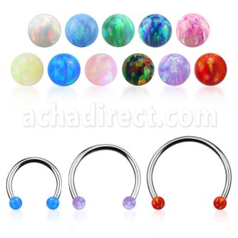 cbeop3l barbell circular diametro acero 316l bolas opalo 3mm usar como arete venta
