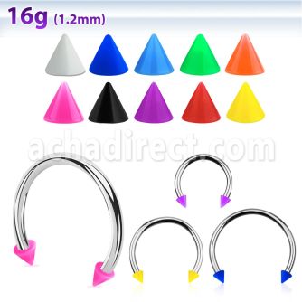 cbesacnl barbell circular diametro acero 316l conos 3mm acrilico solido usar como arete distribuidor