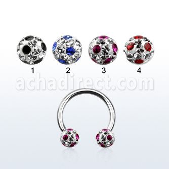cbfr5a barbell circular acero quirurgico bolas multi cristal 5mm puntos mayorista