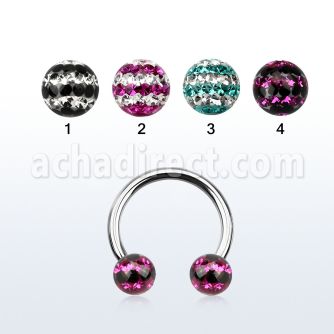 cbfr5d barbell circular acero quirurgico bolas 5mm multi cristal triple linea al por mayor