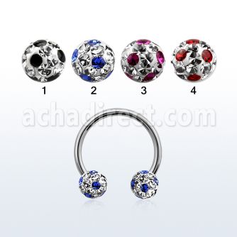 cbfr6a barbell circular acero quirurgico bolas 6mm multi cristal puntos distribuidor