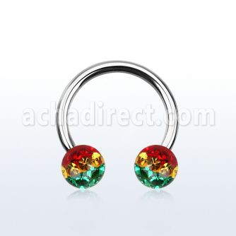 cbfr6r barbell circular acero quirurgico bolas 6mm multi cristal rayas colores rasta distribuidor