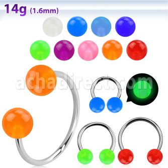 cbglb5l barbell circular diametro acero 316l bolas 5mm acrilico brilla oscuridad usar como arete distribuidor mayorista
