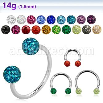 cbmf4l barbell circular diametro acero 316l bolas multi cristal 4mm usar como arete al por mayor