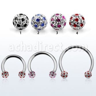 cbmfa5l barbell circular diametro acero 316l bolas 5mm multi cristal ferido puntos usar como arete al por mayor