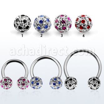 cbmfa8l barbell circular diametro acero 316l bolas 8mm multi cristal ferido puntos usar como arete distribuidor