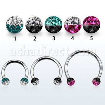 cbmfe5l barbell circular diametro acero 316l bolas 5mm multi cristal ferido colores usar como arete mayorista