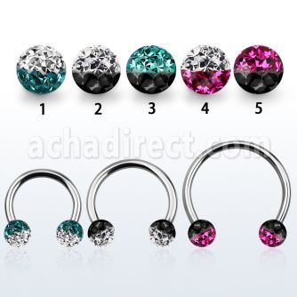 cbmfe6l barbell circular diametro acero 316l bolas 6mm multi cristal ferido colores usar como arete mayorista
