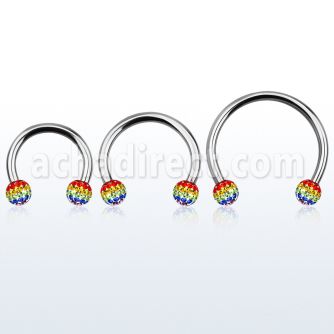 cbmfg5l barbell circular diametro acero 316l bolas 5mm multi cristal ferido bandera gay usar como arete distribuidor mayorista