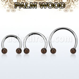 cbmpl5l barbell circular diametro acero 316l condos bolars 5mm madera palma usar como arete al por mayor