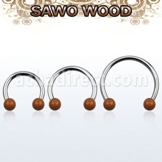 cbmsw5l barbell circular diametro acero 316l bolas 5mm madera sawo usar como arete venta