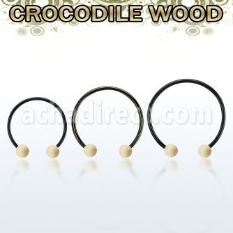 cbmtcr5l barbell circular diametro acero 316l anodizado bolas 5mm madera cocodrilo usar como arete mayorista