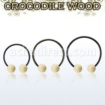 cbmtcr8l barbell circular diametro acero 316l anodizado bolas 8mm madera cocodrilo usar como arete al por mayor