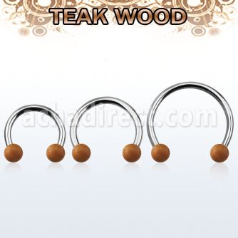 cbmte5l barbell circular diametro acero 316l bolas 5mm madera teca usar como arete distribuidor