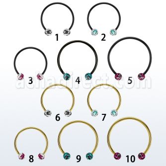 cbmtfc5l barbell circular diametro acero 316l anodizado bolas 5mm multi cristal ferido rayas cebra usar como arete mayorista
