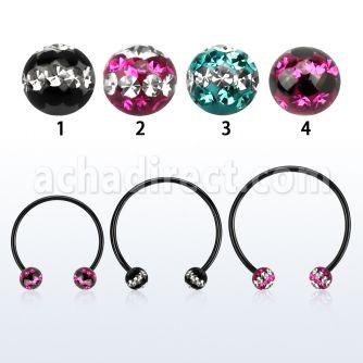 cbmtfd5l barbell circular diametro acero 316l anodizado negro bolas 5mm multi cristal triple linea distribuidor mayorista