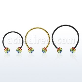 cbmtfg6l barbell circular diametro acero 316l anodizado negro bolas 6mm multi cristal colores arco iris orgullo gay venta
