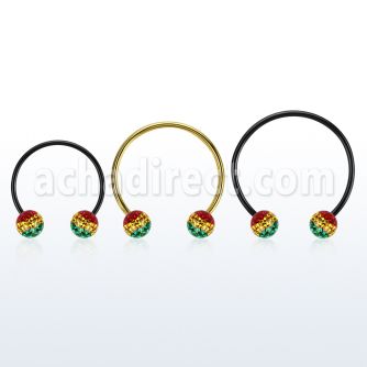 cbmtfr8l barbell circular diametro acero 316l anodizado negro bolas multi cristal 8mm rayas colores rasta distribuidor mayorista