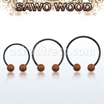 cbmtsw8l barbell circular diametro acero 316l anodizado bolas 8mm madera sawo usar como arete al por mayor