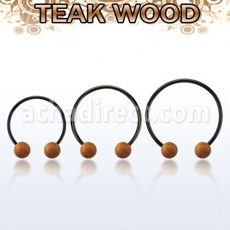 cbmtte8l barbell circular diametro acero 316l anodizado bolas 8mm madera teca usar como arete distribuidor