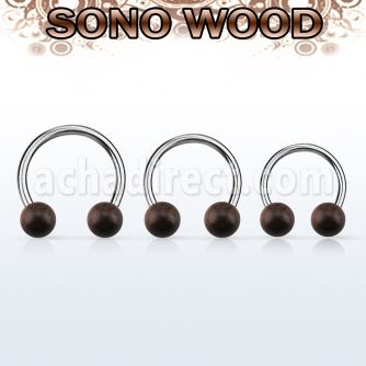 cbsn5 barbell circular organico barra acero 316l bolas madera sono 5mm mayorista