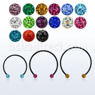 cbstf3l barbell circular diametro acero 316l anodizado bolas 3mm multi cristal usar como arete al por mayor