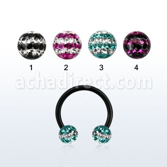 cbtfr5d barbell circular acero quirurgico anodizado bolas multi cristal 5mm triple linea mayorista