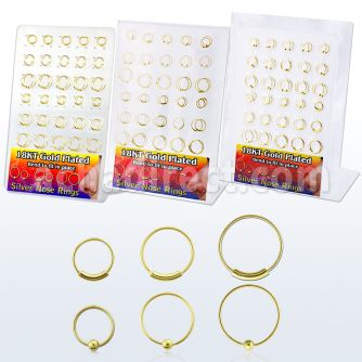 d18gnh display 60 aros nariz plata esterlina bola oro 18 kts 0 6mm venta
