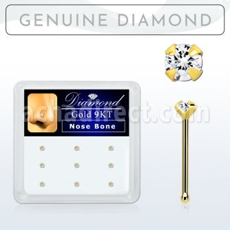 d9gnb15 caja 9 oro 9 kts piercing nariz hueso 0 6mm diamante genuino redondo 1 5mm venta