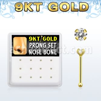 d9gnb1 caja 12 piercing nariz hueso oro 9 kts 0 6mm zirconia claras redondas 1 5mm distribuidor