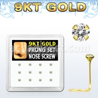 d9gsc19 caja 12 piercing nariz l oro 9 kts 0 6mm zirconia clara redonda 2mm al por mayor