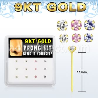 d9gys12 caja 12 piercing nariz doblar tu mismo oro 9 kts 0 6mm 1 5mm &zirconia redonda 2mm distribuidor