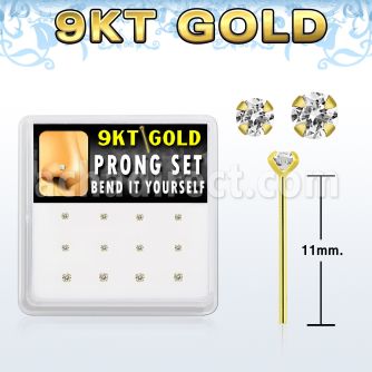 d9gys12 mayorista caja 12 piercing nariz doblar tu mismo oro 9 kts 0 6mm 1 5mm &zirconia redonda 2mm mayorista