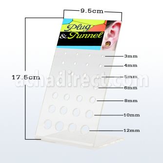 dac30 display acrilico vacio transparente 28 agujeros plugs tornillo flare unico dilataciones tunel 3mm 12mm distribuidor mayorista