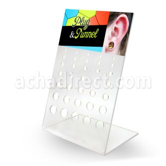 dac31 display acrilico piercings display vacio 35 agujeros plugs tornillo dilataciones tunel 3mm 12mm mayorista