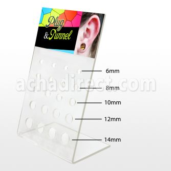 dac86 display acrilico piercings display vacio 20 agujeros plugs tornillo dilataciones tunel 6mm 14mm mayorista