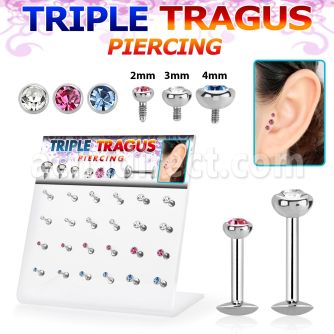 dacb121 display 24 labrets acero quirurgico rosca interna joya bisel 2mm 4mm piercings triple tragus 6mm 8mm venta