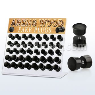 dacb160 display acrilico 40 plugs falsos madera areng barra acero quirurgico 8mm 10mm al por mayor
