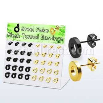 dacb198 display 20 pares dilataciones tunel oreja falsas acero quirurgico 316l pvd negro dorado 8mm 10mm mayorista