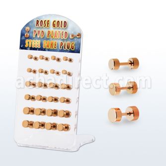 dacb210 display 24 plugs falsos acero 316l anodizado oro rosa anillo goma 3mm 5mm al por mayor